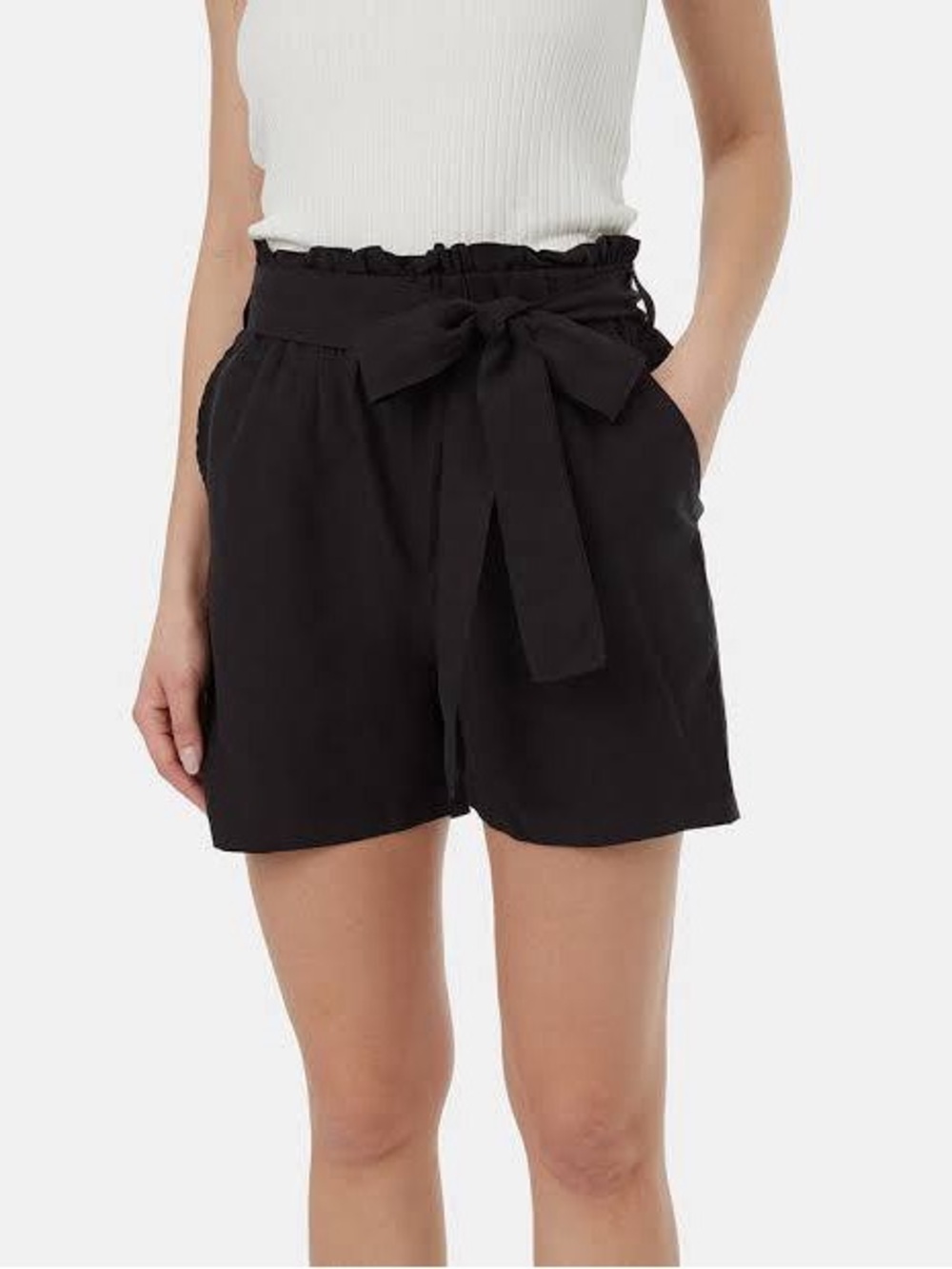 NWT Zolucky High-Rise Paperbag Tie-Waist Women's Shorts - Black size 1XL